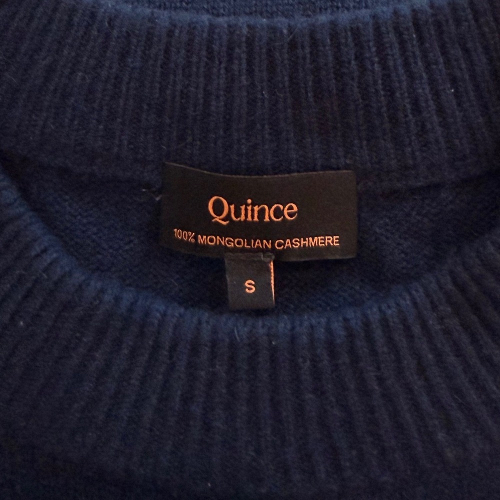 Quince Mongolian Cashmere Oversized Crewneck Sweater Navy Small NWOT - Picture 10 of 12